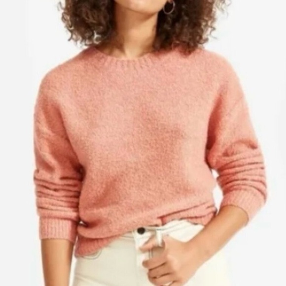Everlane The Teddy Crewneck Boucle Wool Blend Sweater Heathered Coral Small - Picture 1 of 11